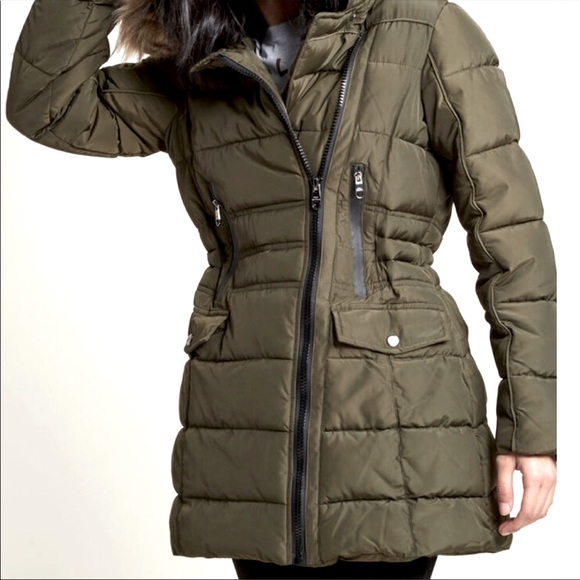 Steve Madden Jackets & Blazers - Steve Madden Long Quilted Hooded Parka Coat large